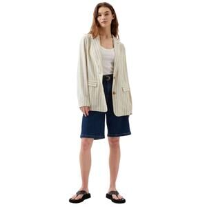 NWT Gap Linen Blend Stripe Relaxed Fit Blazer Large